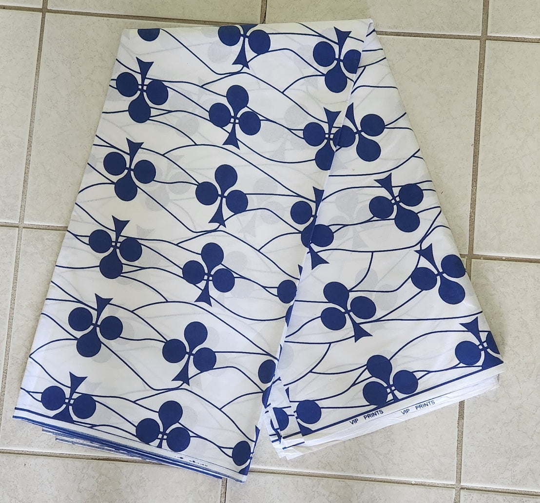 Blue and White Afruxan Print Cotton Fabric