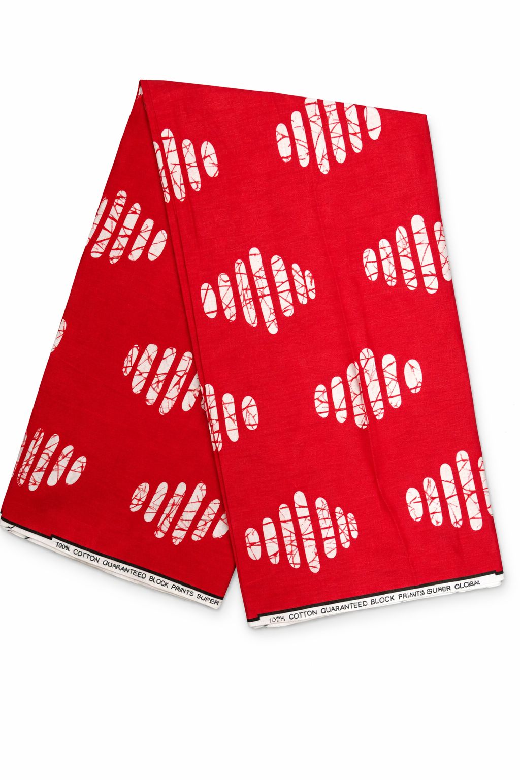 Red and White African Fabric, 100% Cotton.