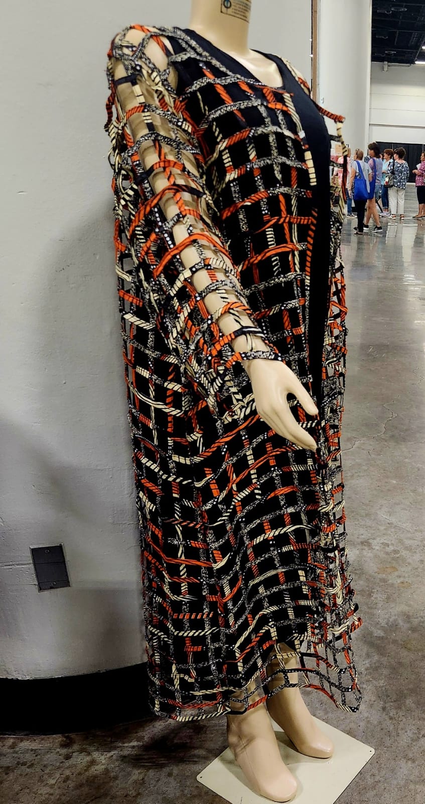 Minala Knot Braided Ankara Vest/Floor Length Mesh Coat for 52 Inches Long Women fits L/XL