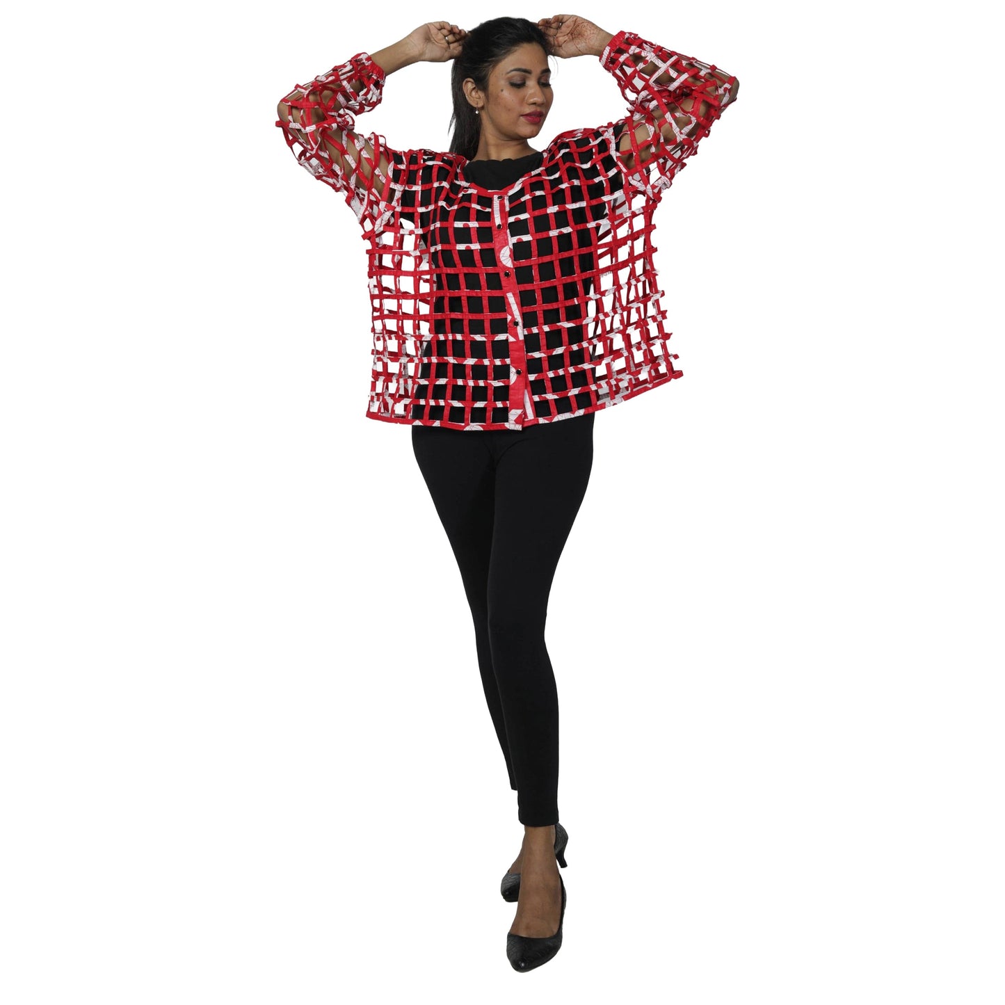 Women's Short Cage Jacket with Buttons.