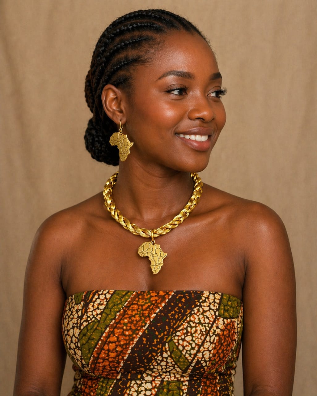 Gold Plated Chain African Pendant Necklace Set