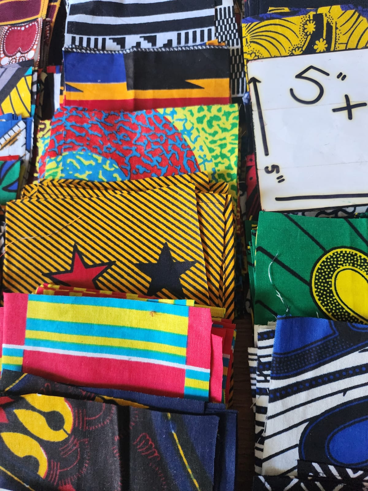 45 Pack Bulk 5"x5" squares Ankara/African Print Fabrics Assorted.