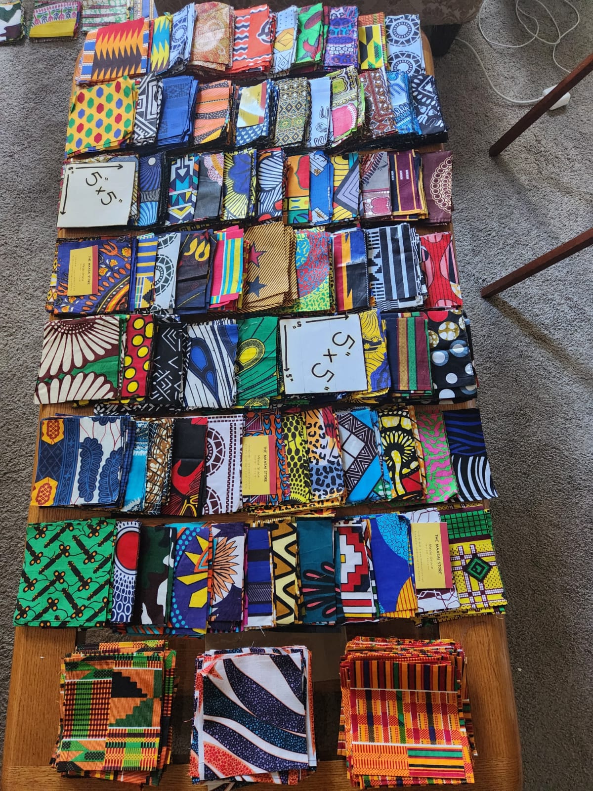 45 Pack Bulk 5"x5" squares Ankara/African Print Fabrics Assorted.