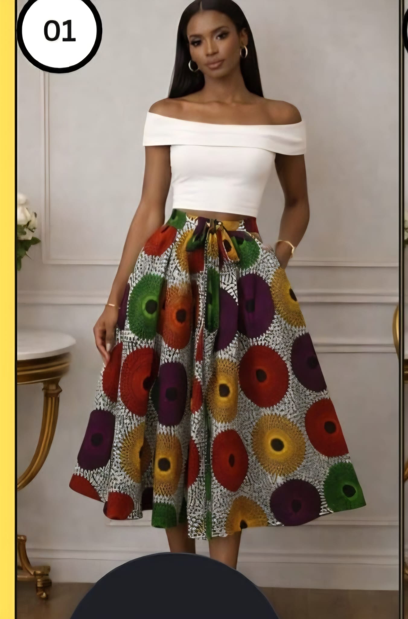 Women's African Printed High Waisted Short Skirt