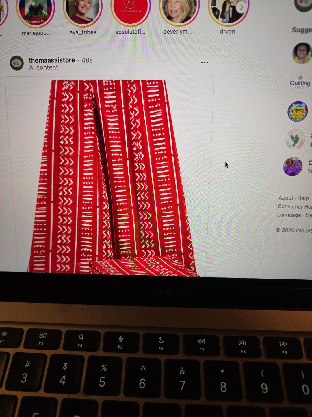 Dark Red a d White Fabric 6 yards.
