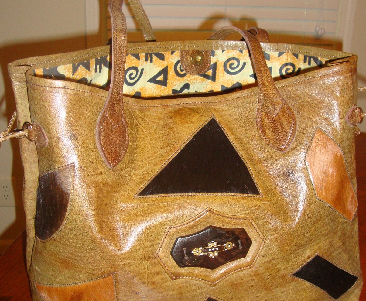 Animal Print Leather bag/Fur Leather Tote Hobo Handmade bags Purses