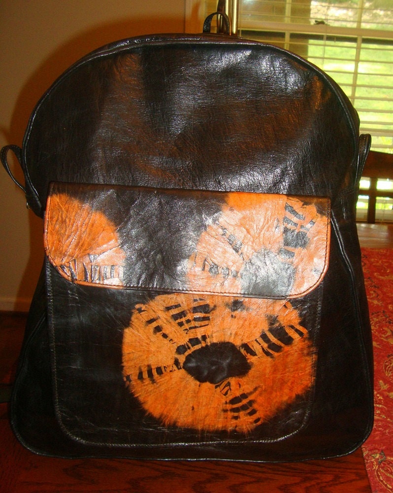 Tie Dye Leather Backpack Handmade
