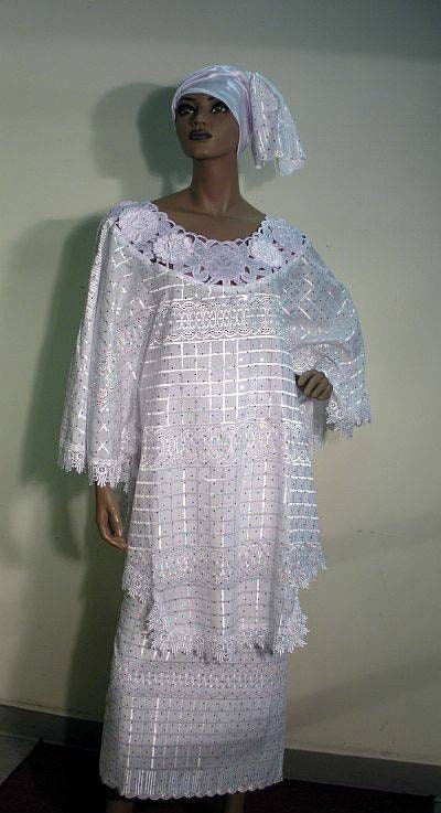 Million Stone African Inspired 3pc Lace Skirt Set Poncho Style Top Bell Sleeves and a scarf.
