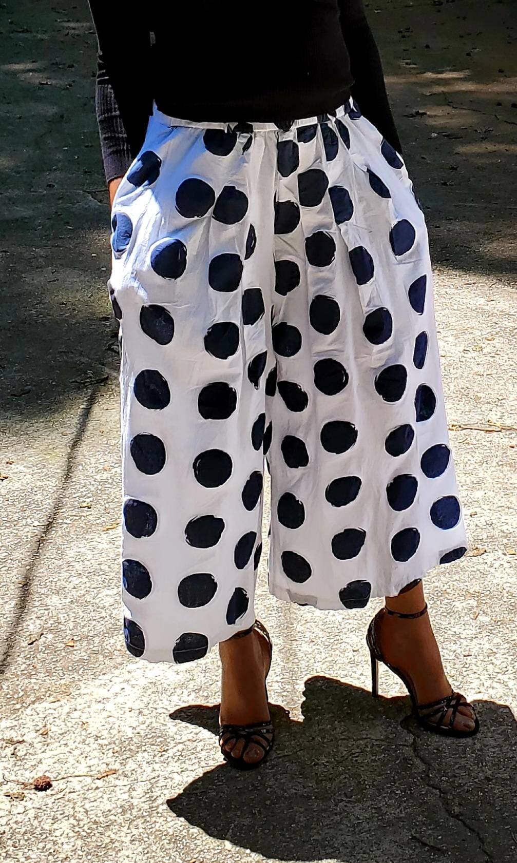 Minala Gaucho Palazzo Silky Polka Dots, 100% cotton.