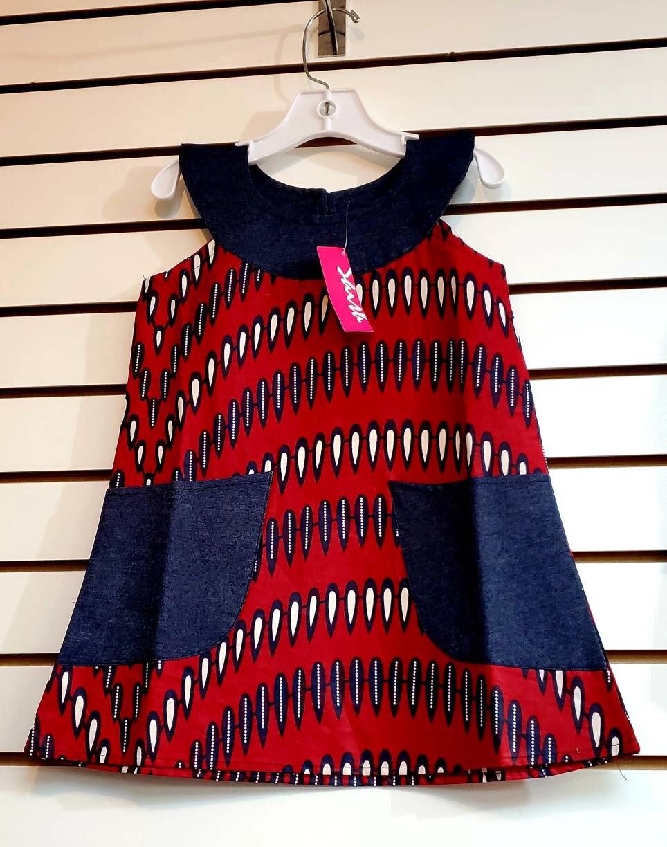 Ankara Denim Kids/Girl Dress.