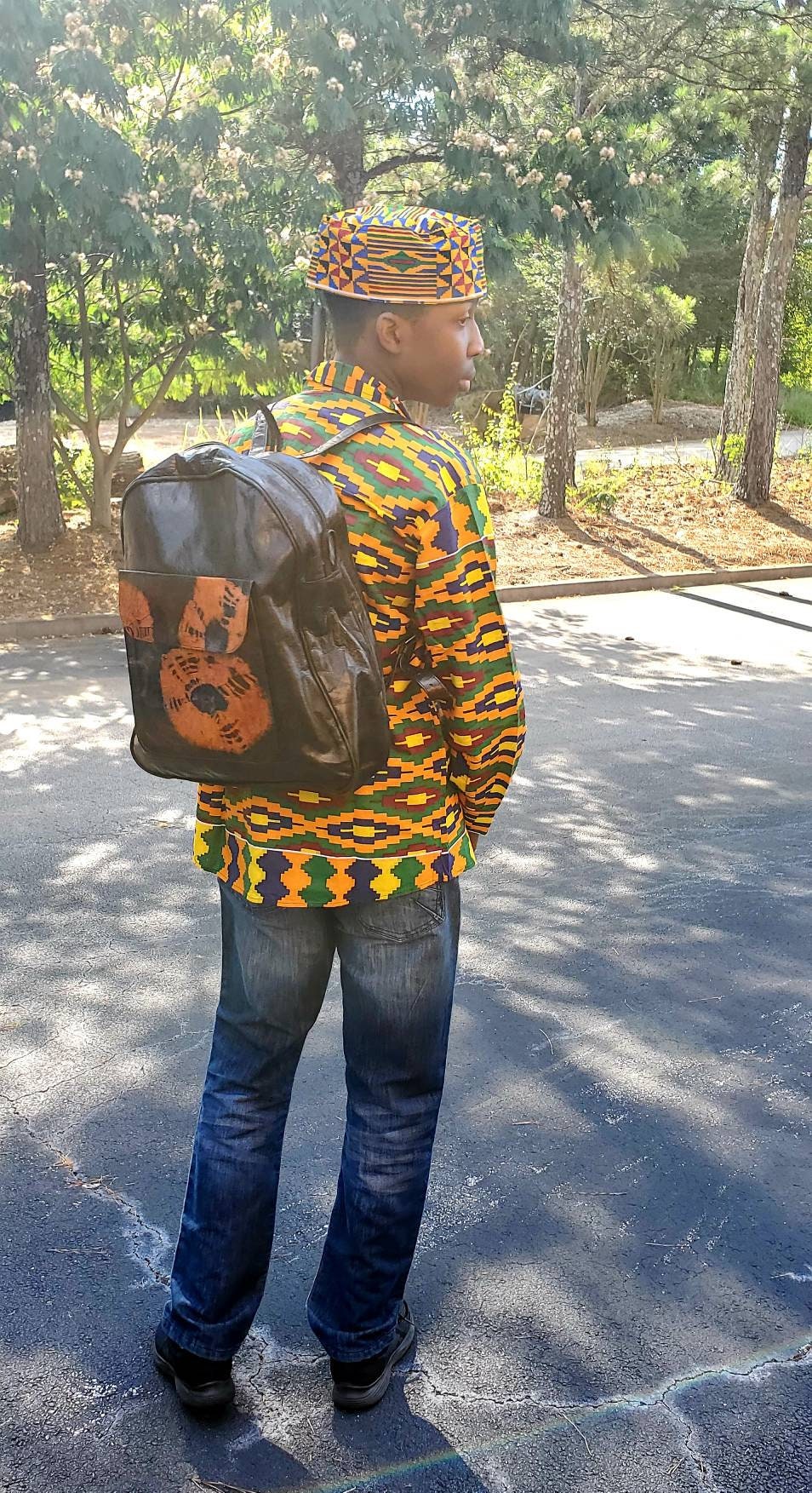 Tie Dye Leather Backpack Handmade