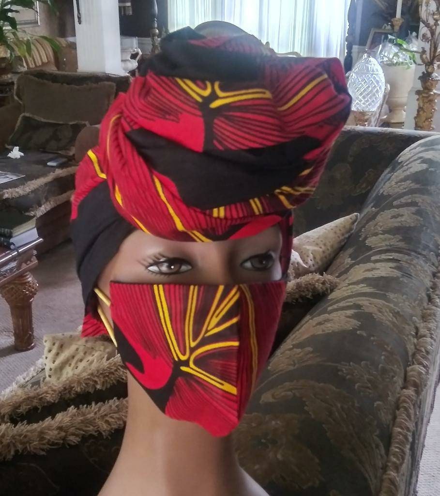 Wholesale Floral Red Ankara Fabric, bold African Print Leafy Red & Black 4 yards.