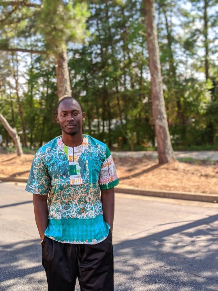Dashiki Splash Ankara Kitenge Shirt/African Mens Shirt size L 48".