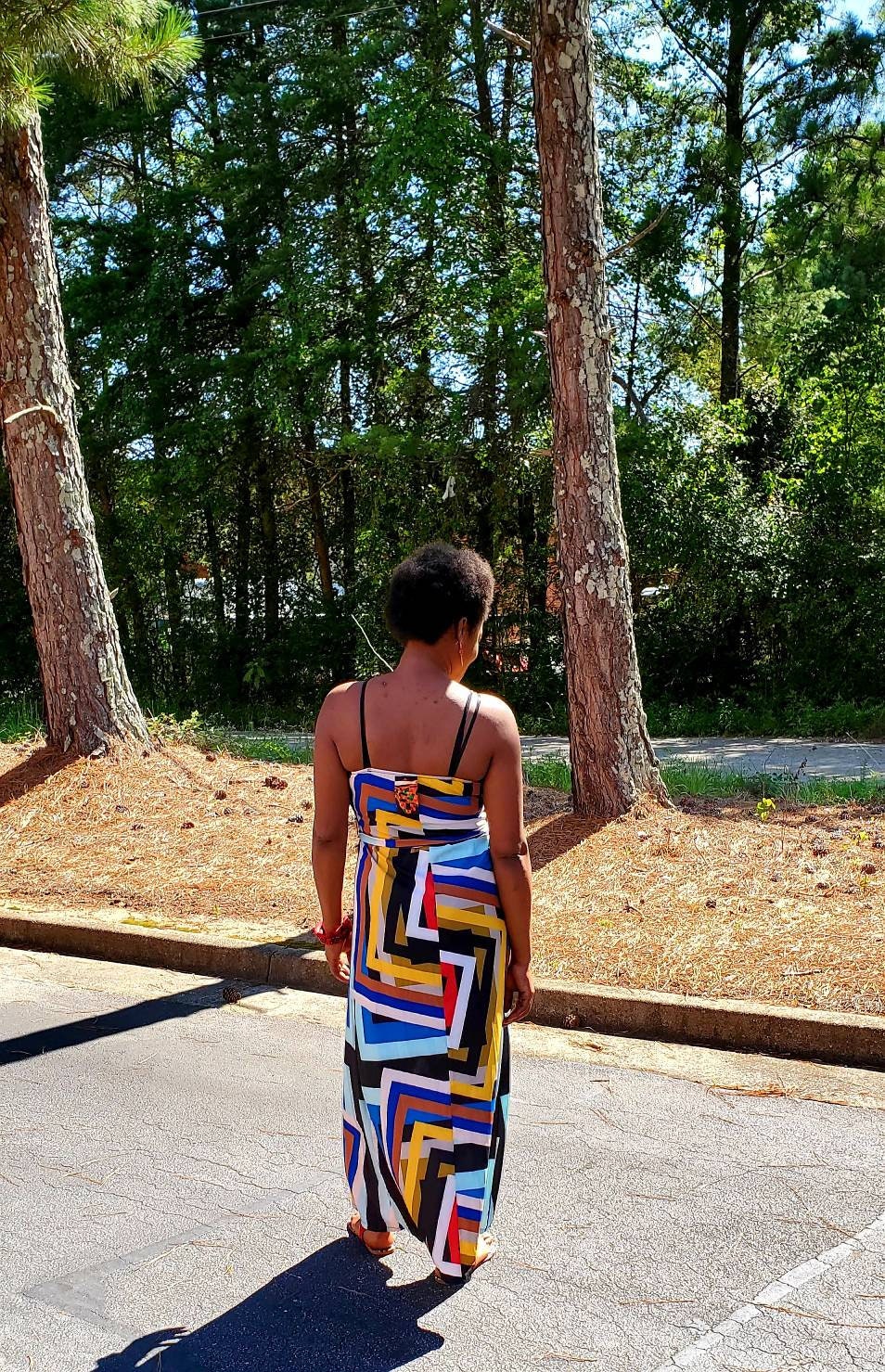 Milano Maxi Silky Dress with a belt/size M-L