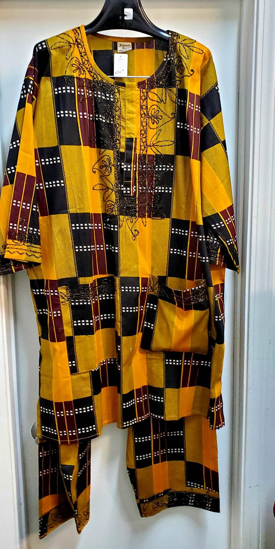 Mens Big & Tall Dashiki/Kente Suit Pantset, African Men Clothing, 2XL.