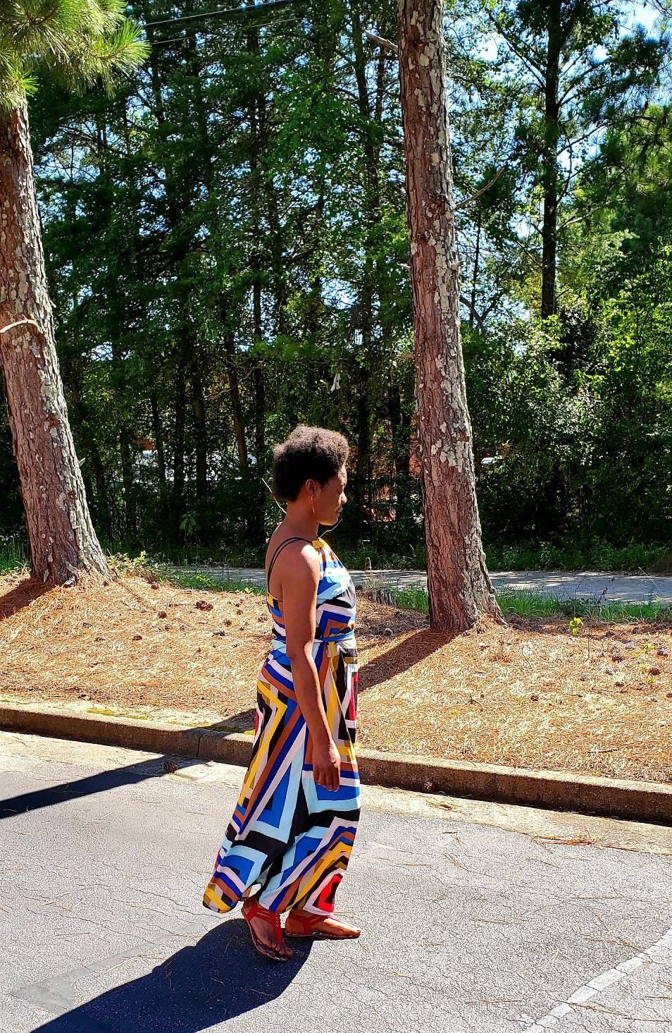 Milano Maxi Silky Dress with a belt/size M-L