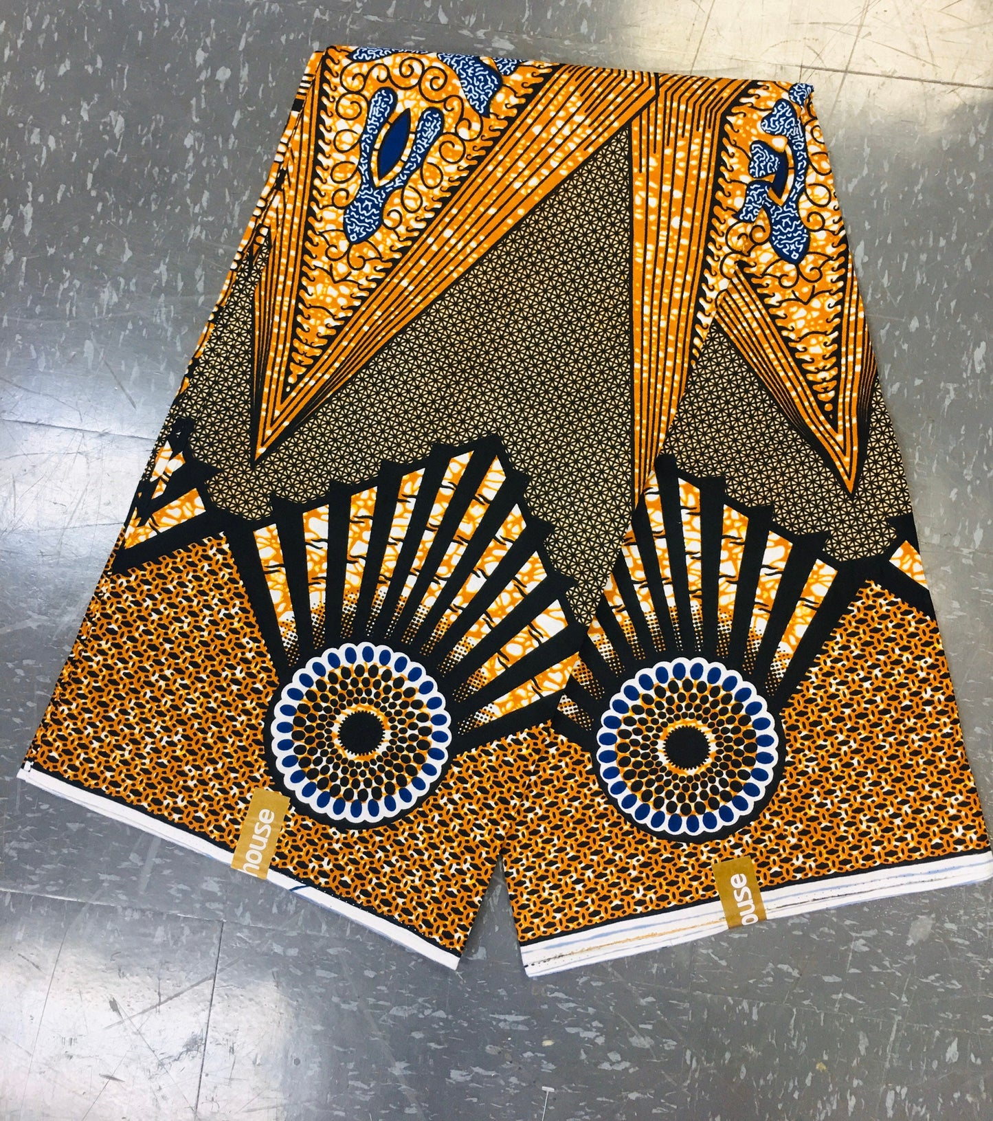 Kitenge Ankara Fabric Tan Brown Black Color shade of blue/Waxprint African Print Cotton Fabric Wholesale 48".