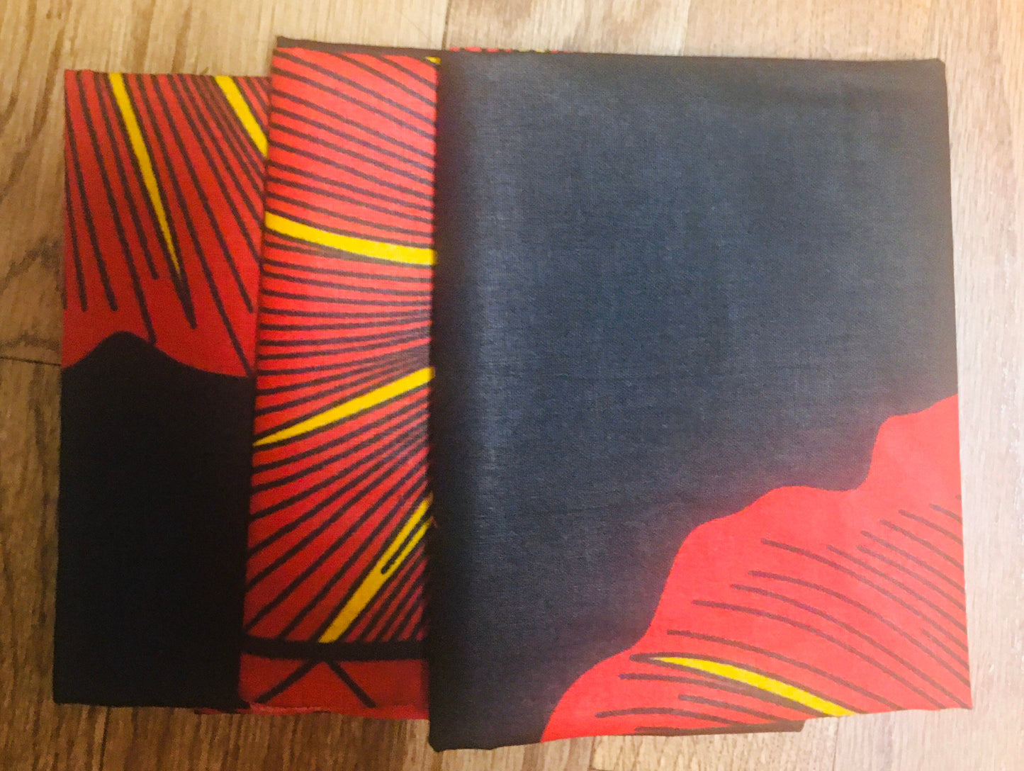 Wholesale Floral Red Ankara Fabric, bold African Print Leafy Red & Black 4 yards.