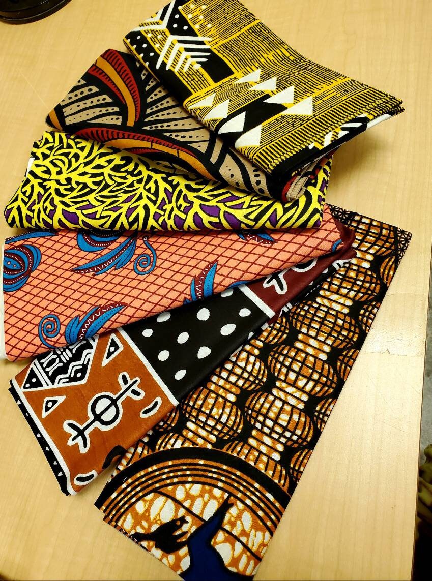 African Print Ankara Fabrics Kente Family/Black & White 1YD or Bulk.
