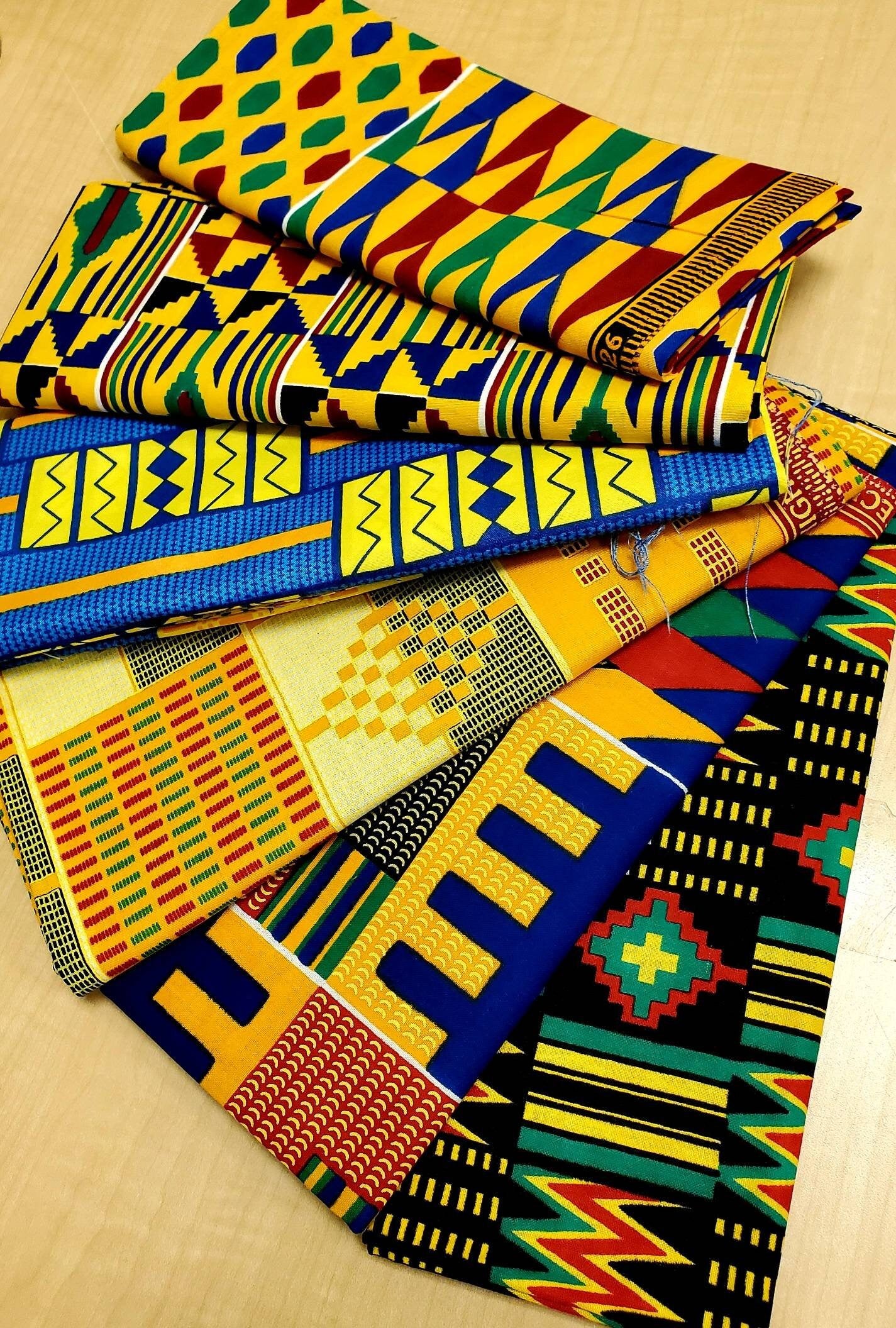 African Print Ankara Fabrics Kente Family/Black & White 1YD or Bulk.