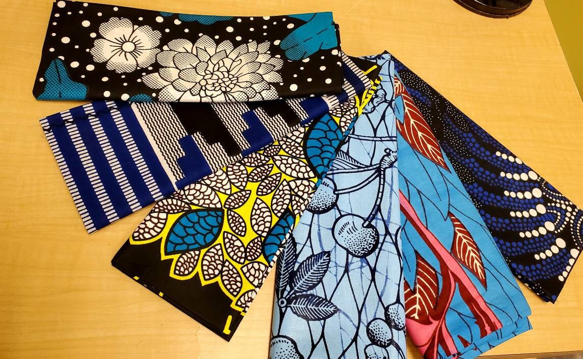 African Print Ankara Fabrics Kente Family/Black & White 1YD or Bulk.
