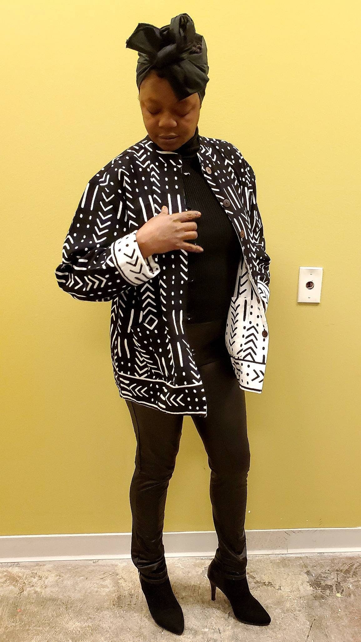 Mudcloth Print Reversible Unisex Jacket, African Print Ankara Jacket.