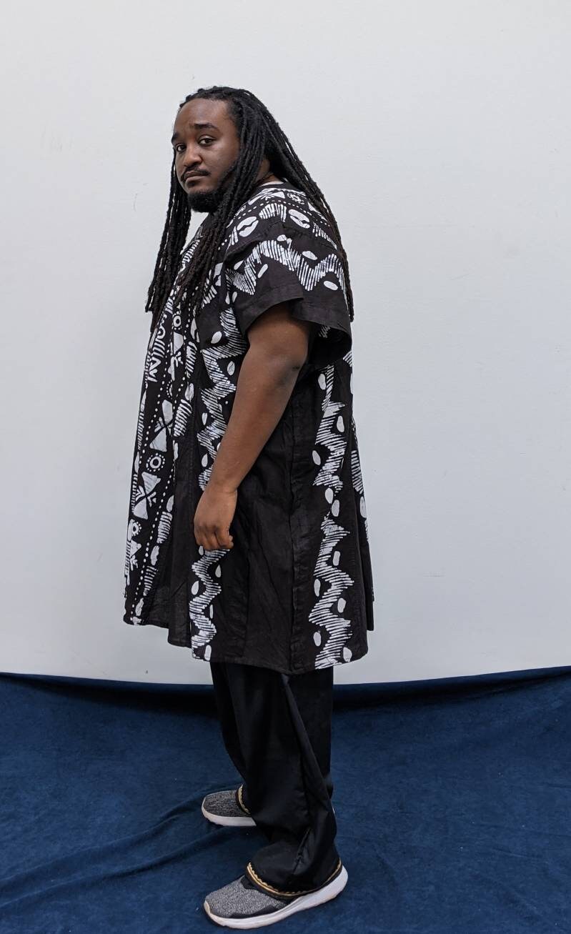 Big & Tall Mens Batik /Adire handmade in Nigeria, 100% cotton 2pc Suit, size: 6XL