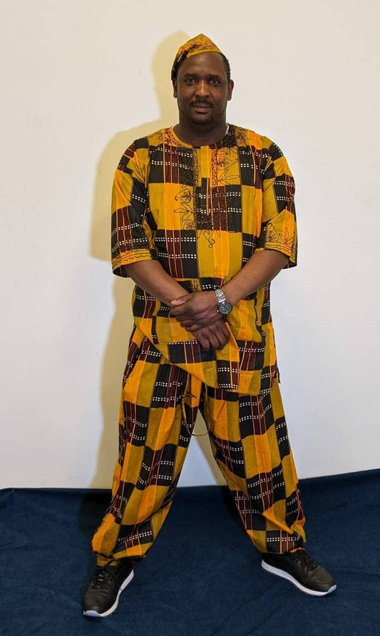 Mens Big & Tall Dashiki/Kente Suit Pantset, African Men Clothing, 2XL.
