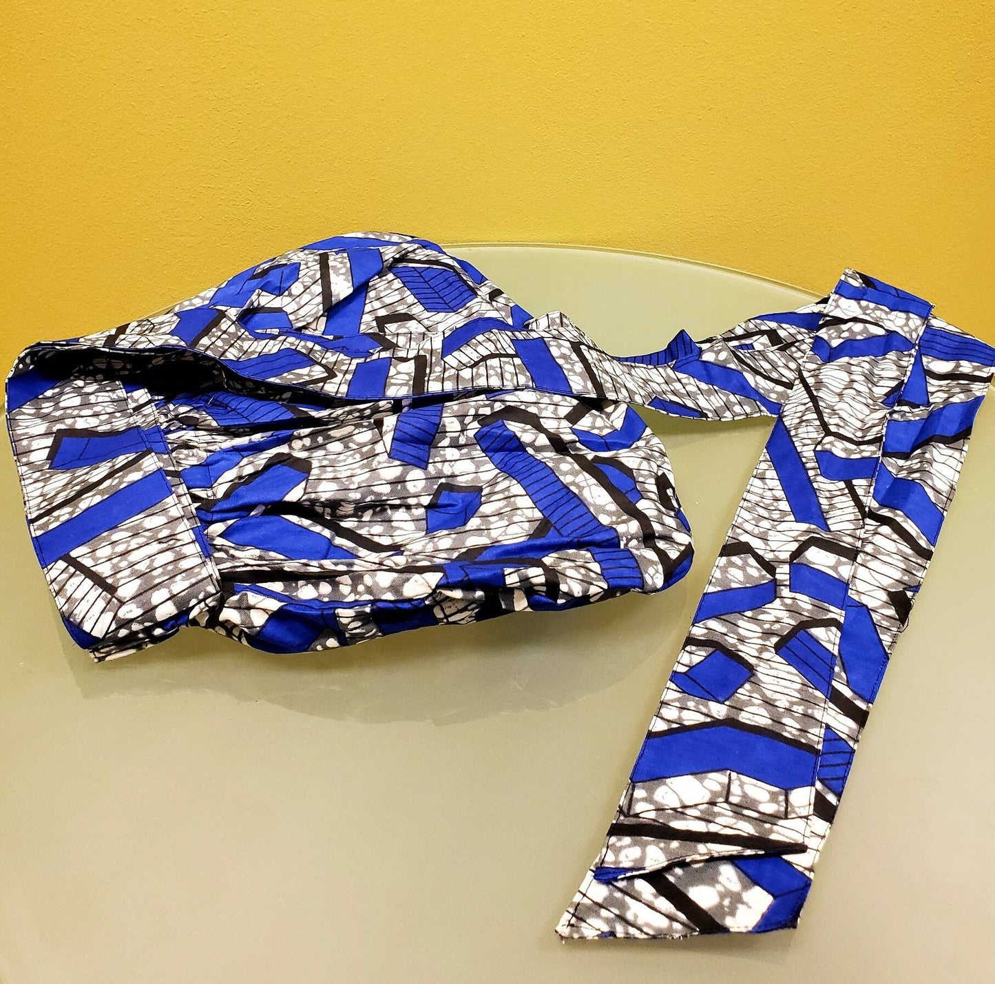 African Print Ankara Bonet Turban Headwrap with Long double layer ribbon.