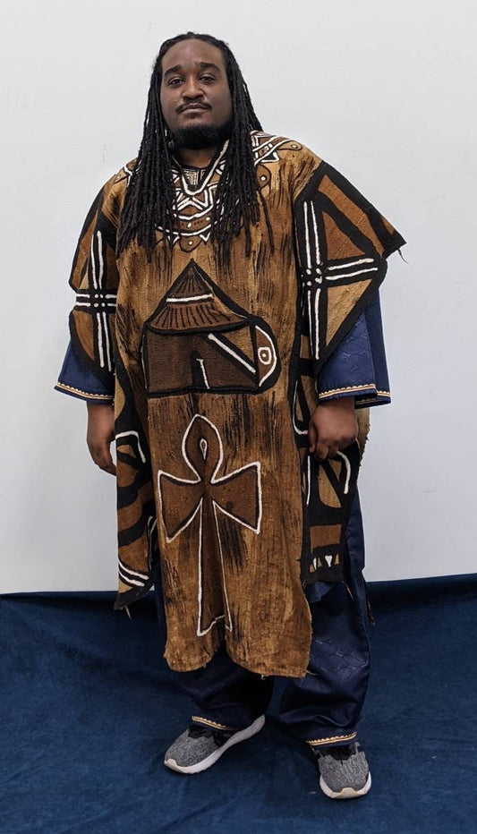 African Mudcloth Bambara Bogolan Grand Bubu Full Poncho Kaftan, Finest Quality/Men/Unisex