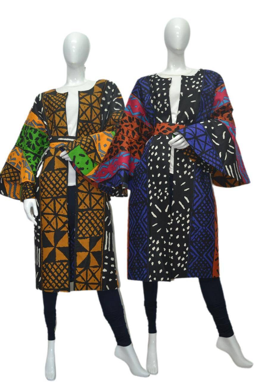 Reversible Ankara Kimono Jacket, African Print Reversible Overcoat/Duster with a belt.