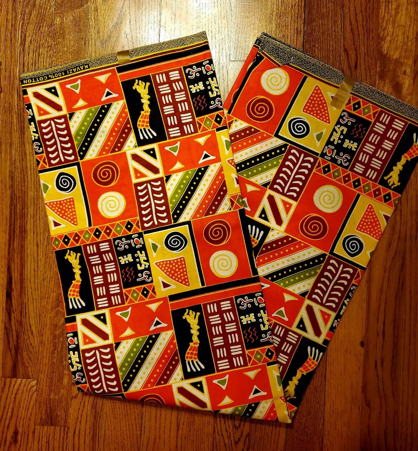 Orange Kente Fabric/African Print Cotton Fabric/Ankara Fabric by yard/ 6yds.