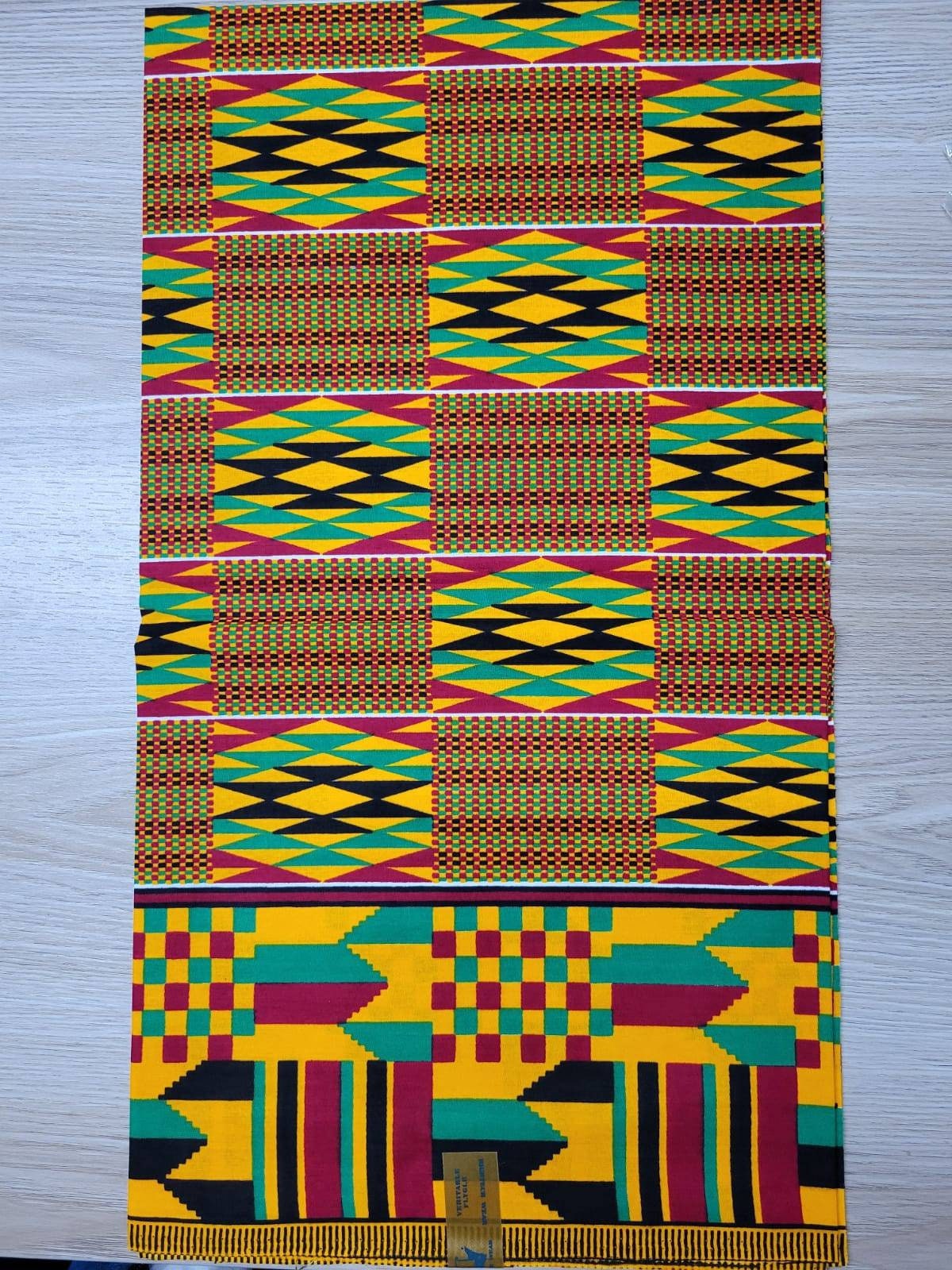 Wholesale Kente African Print Fabric Cotton Ankara 48 Inches, 6 Yards.