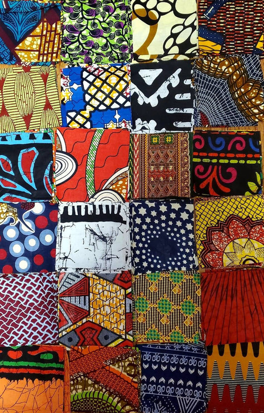 45 Pack Bulk 5"x5" squares Ankara/African Print Fabrics Assorted.