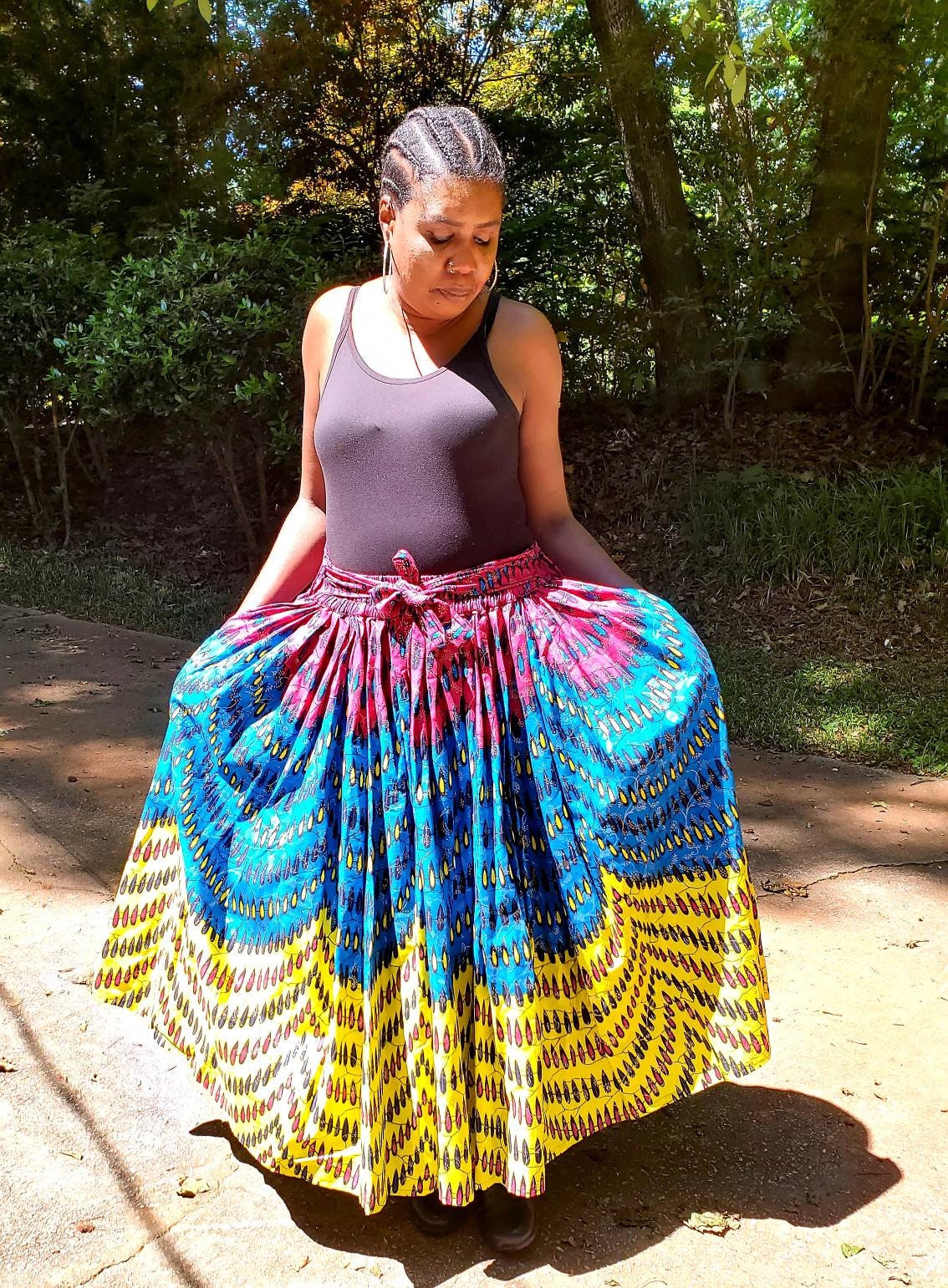 Minala Convertible Traditional Wax Print Adjustable Strap Maxi Skirt | Dress