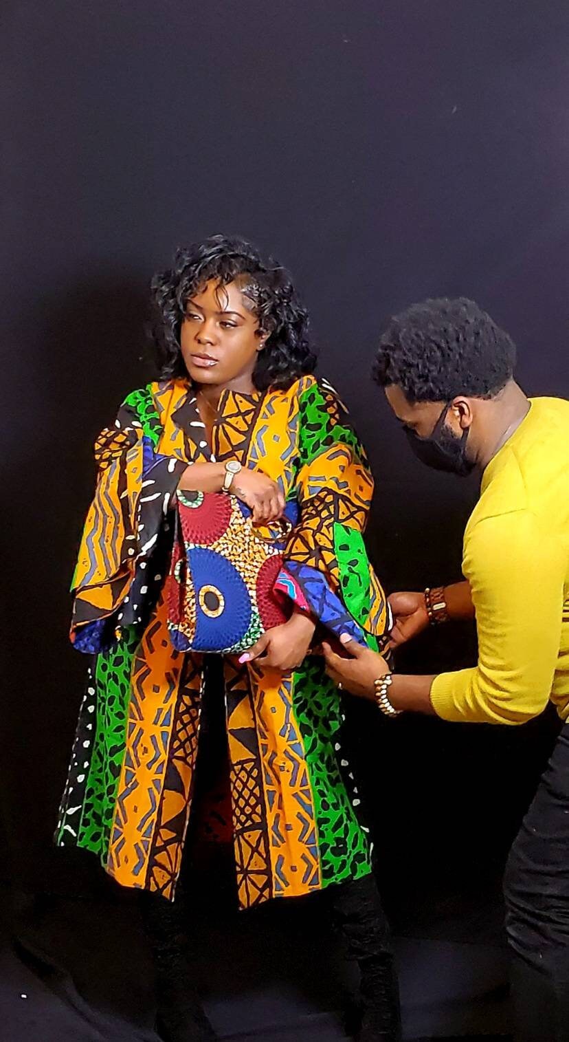 Reversible Ankara Kimono Jacket, African Print Reversible Overcoat/Duster with a belt.