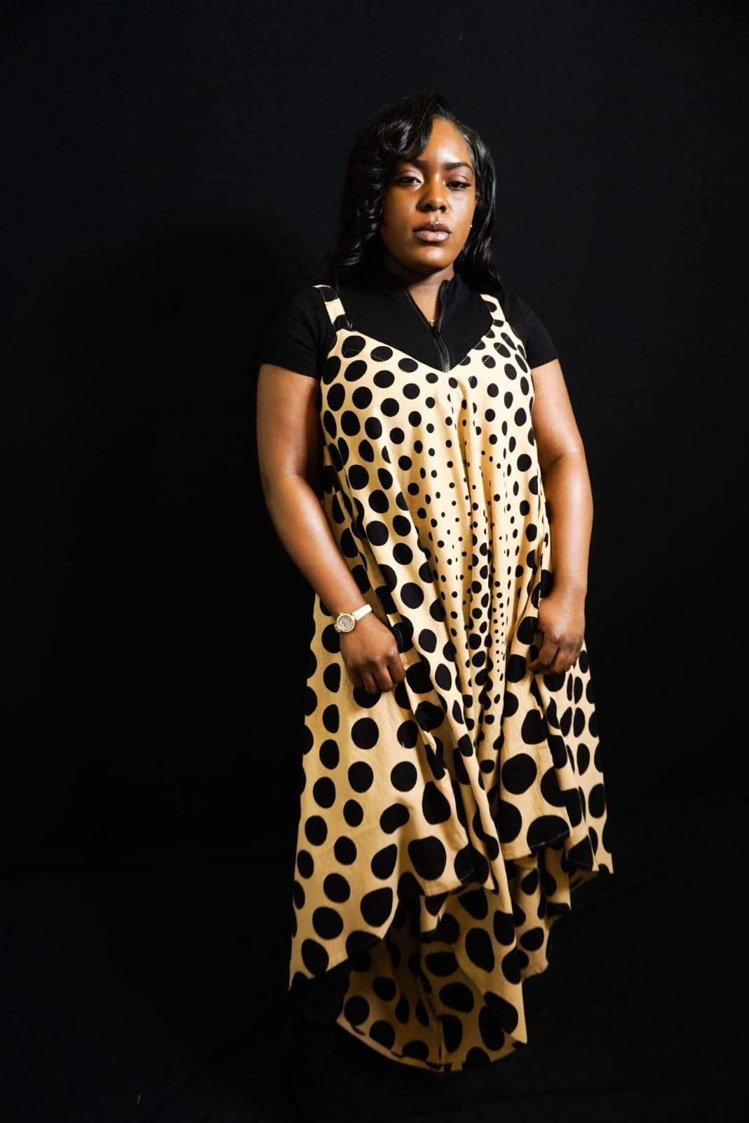 Polka Dot Jumper Dress/African Jumpsuit. 100% Cotton, one size fit most.