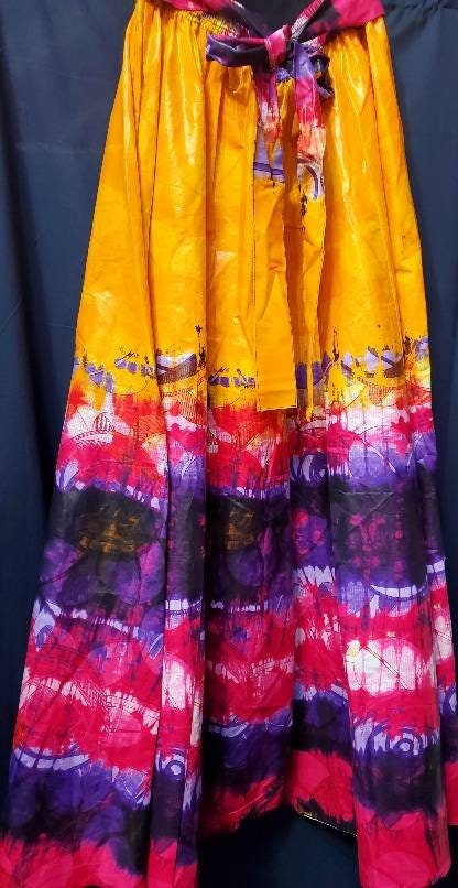 Brocade Palazzo Maxi/Navy Blue Waxed Full flaired with two pockes. 100% cotton, one size fits most.