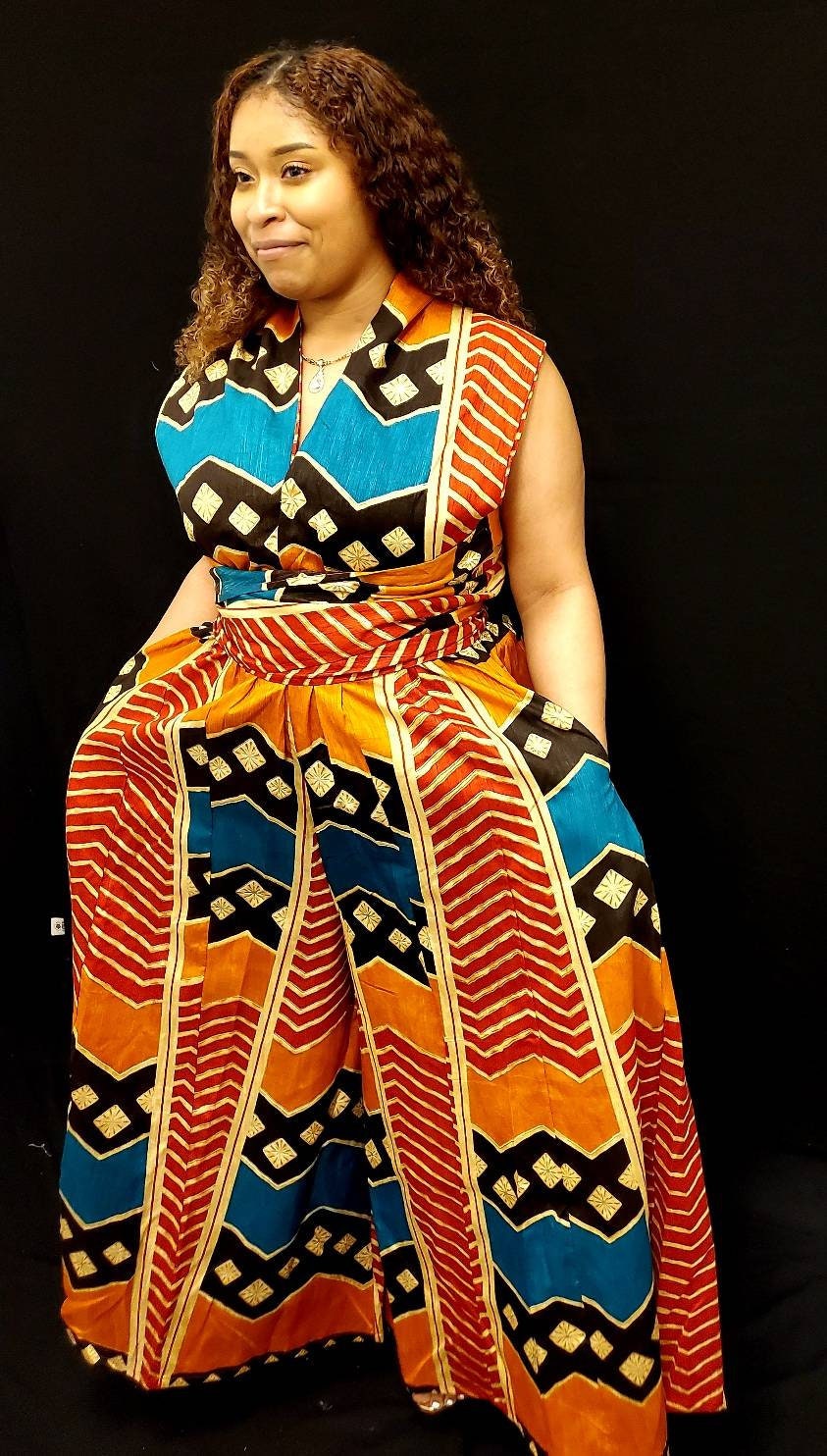 African Print Palazzo/Wide strap Convertible Skirt/Romper/Ankara Infinity Dress (30+ Ways to Wear) Formal Wear.