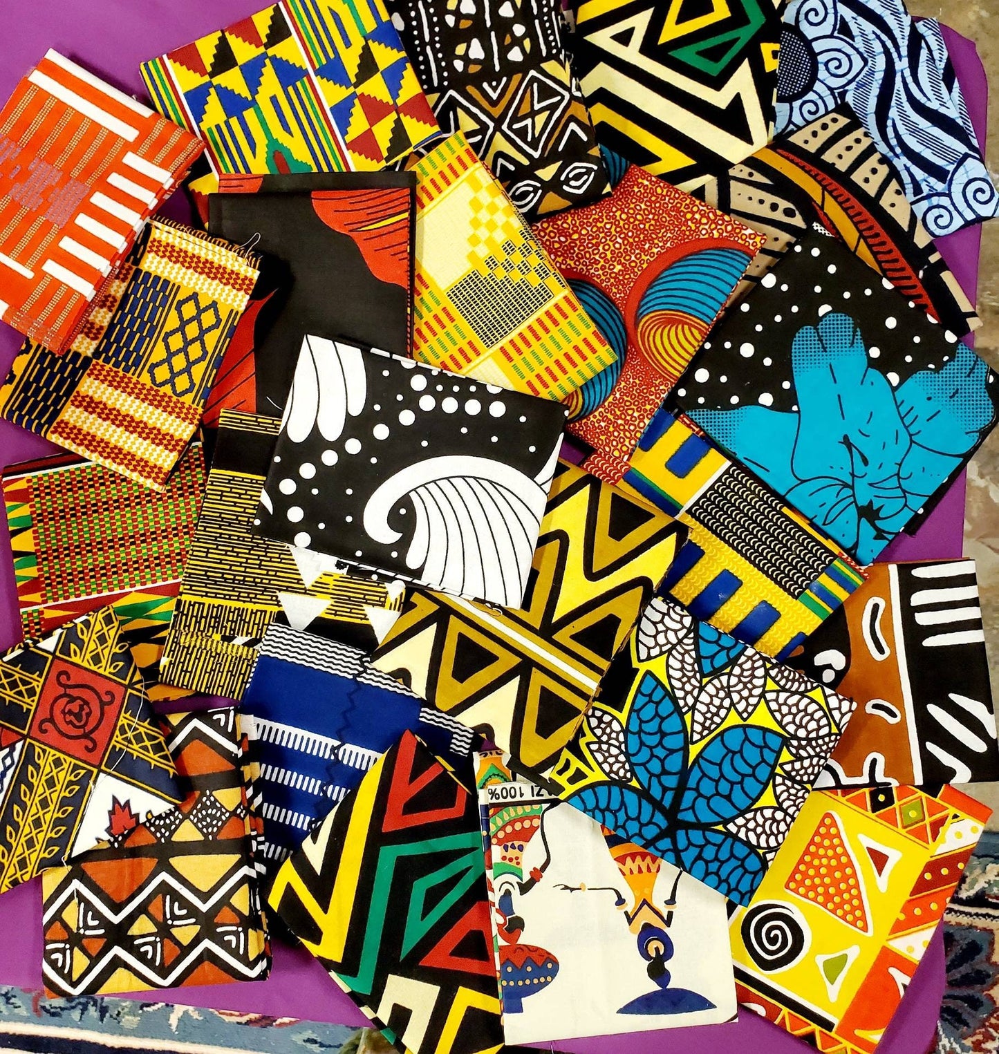 Quilting Fat Quarter Random Ankara African Print Fabric, 100% Cotton. Approx 18"×20".