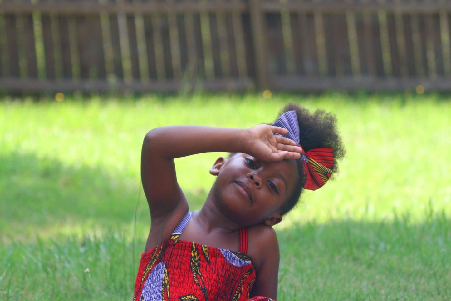 Spaghetti Girl Dress/Kids African Print Elastic Dress with a bow tie. 100% cotton.