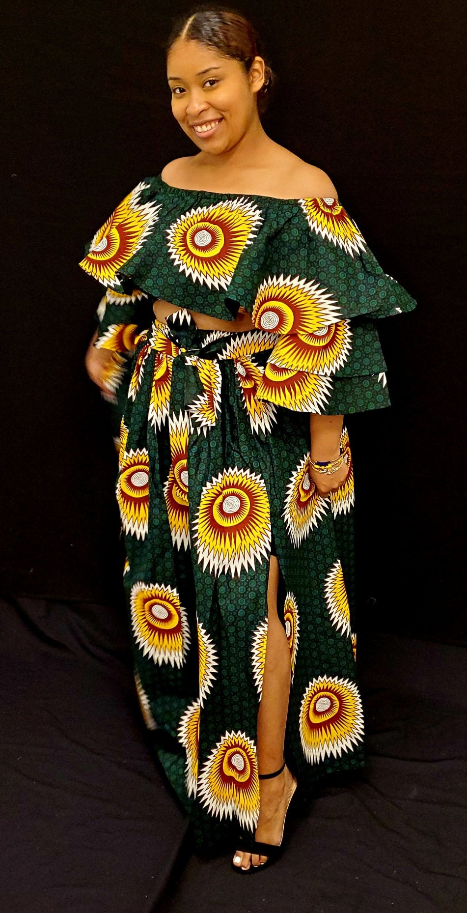 African Print Maxi Skirt with Crop Top Ankara Maxi Skirt.