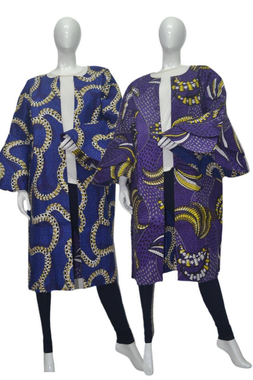 Reversible Ankara Kimono Jacket, African Print Reversible Overcoat/Duster with a belt.