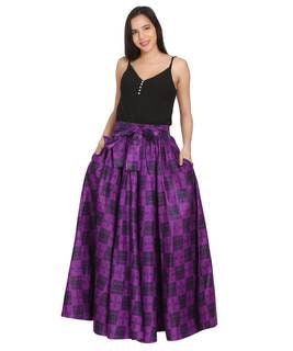 Full Length Tie Maxi Skirt/African wax Purple/Blue skirt 100% cotton. One size fits most.