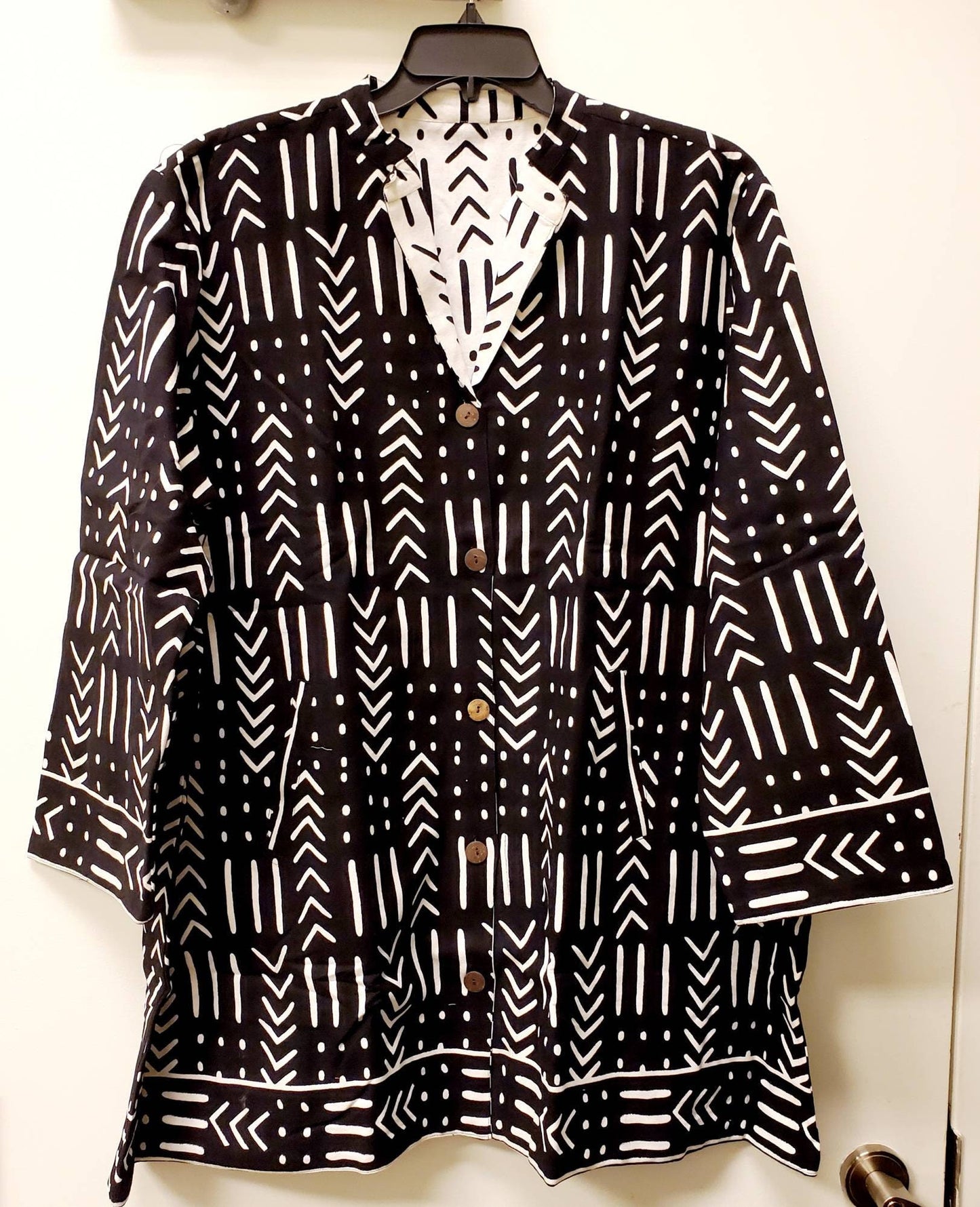 Reversible Mudcloth Print Swing Jacket/Mudcloth Coats/Belma Brand.