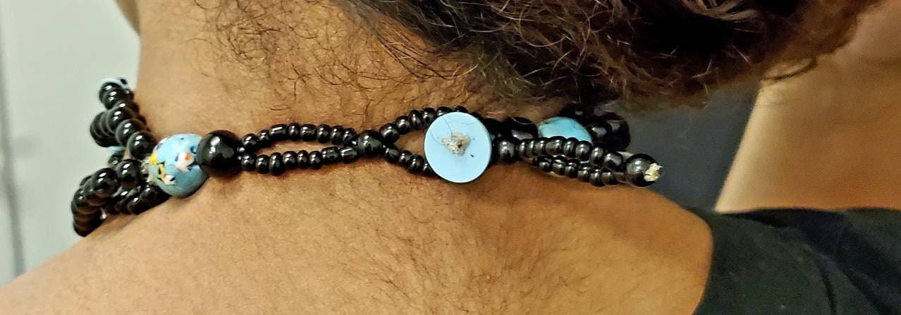 Exotic Chunky African Necklace with Trade Beads. ( Length varies between 13 to 16 inches )