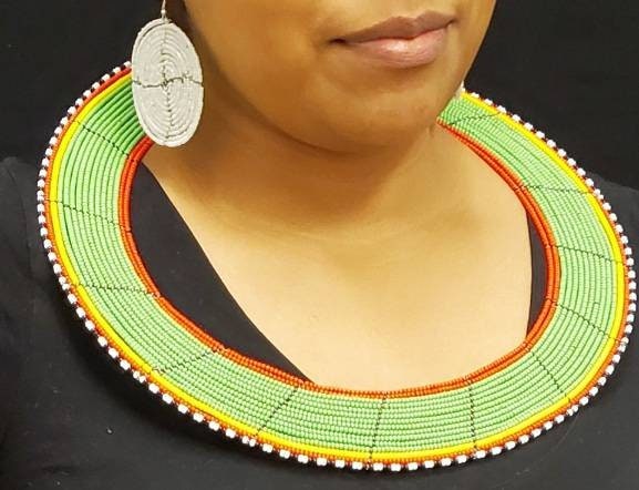 Maasai Wedding Jewelry /African Tribal Necklace / Maasai necklaces made in Kenya / Wedding collar necklace. Circumference 12 inches.