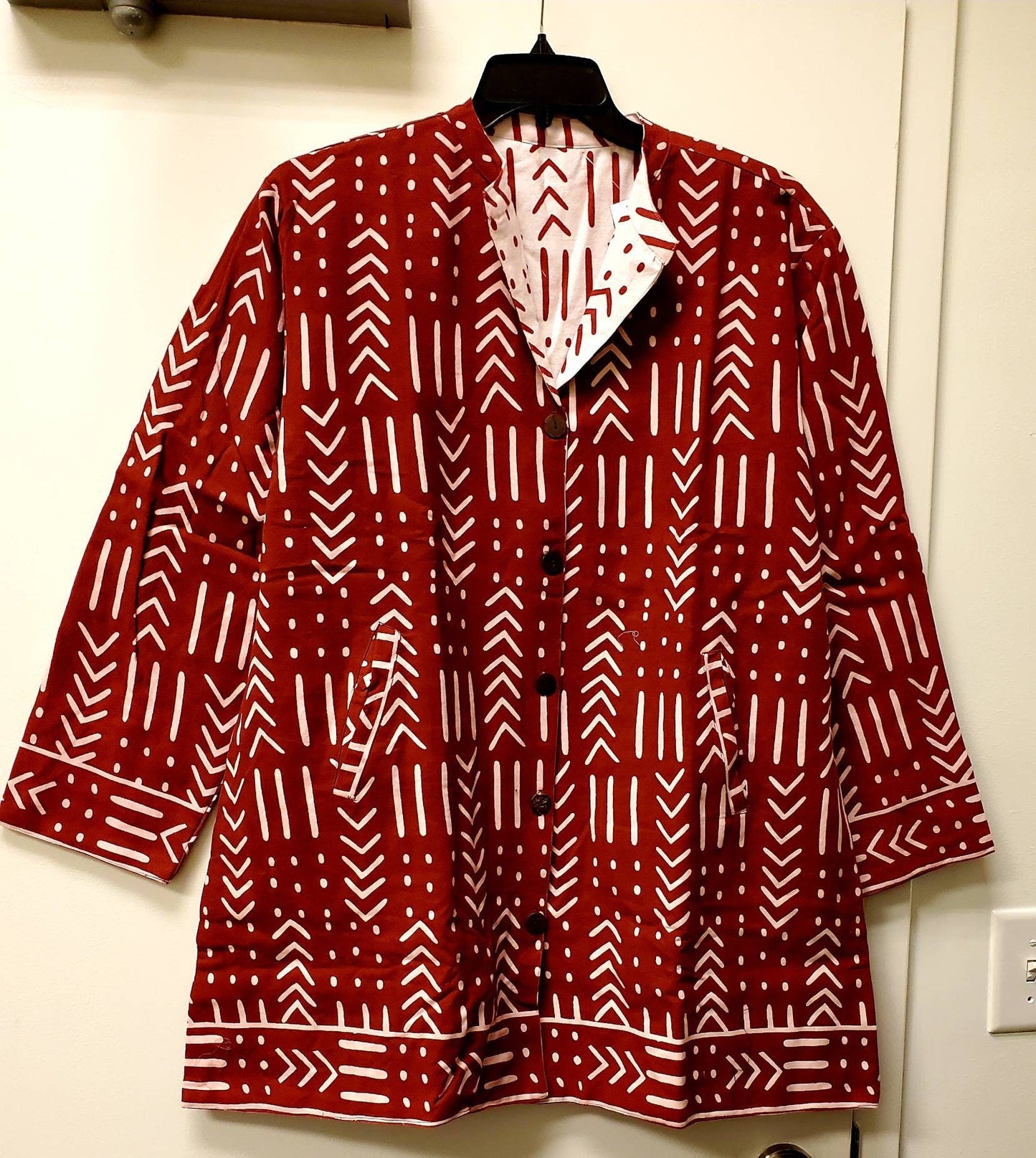 Reversible Mudcloth Print Swing Jacket/Mudcloth Coats/Belma Brand.