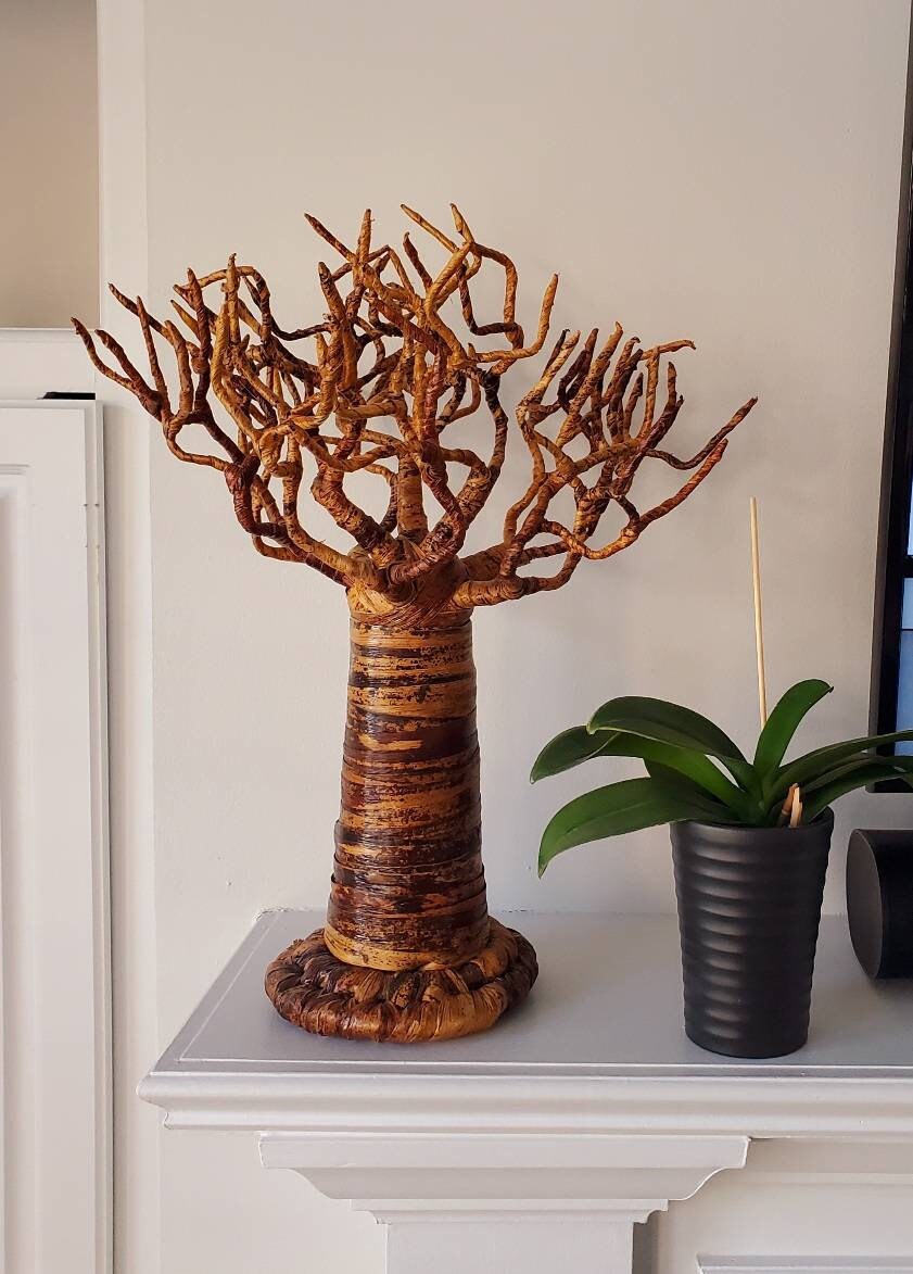 Banana Fiber Baobab Ornament Tree/ Christmas Tree 16 inches.