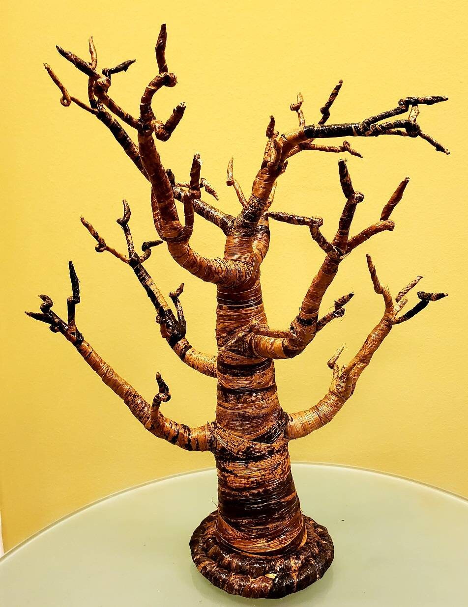 Banana Fiber Baobab Ornament Tree/ Christmas Tree 16 inches.